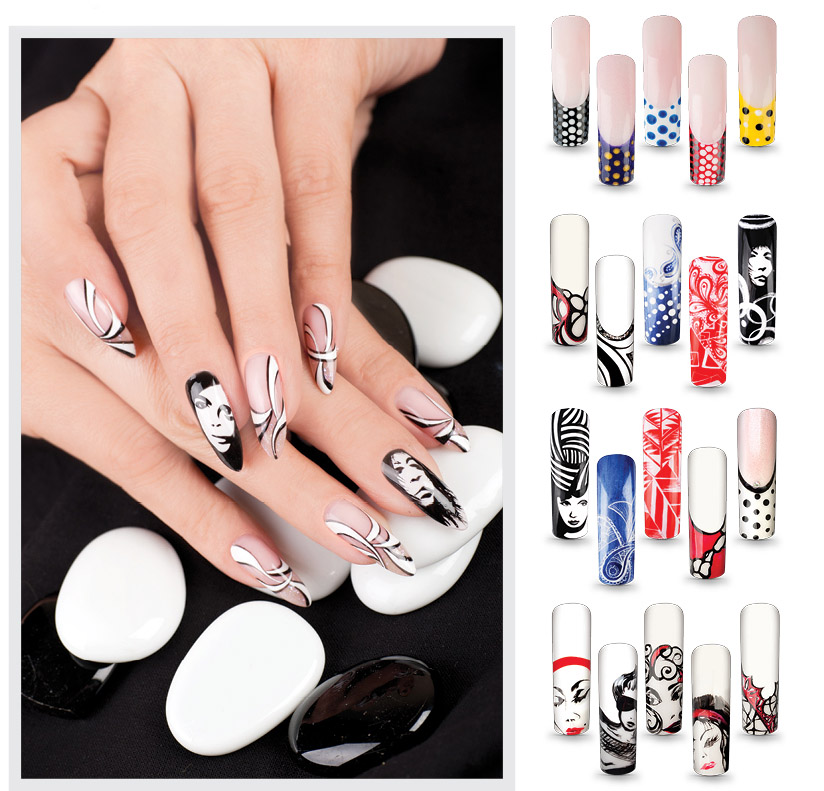 CNI Nail Art Portraitskizzen Prints Klassische Punktmuster Nail Art, Portraitskizzen, Prints, Punktmuster, Paisley-Muster, monochromatisch, UV-Emaille, 3D-Gele, Art Gele